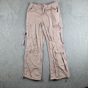 Aeropostale Parachute Cargo Pants Womens S Beige Y2K 90s Utility Grunge Baggy